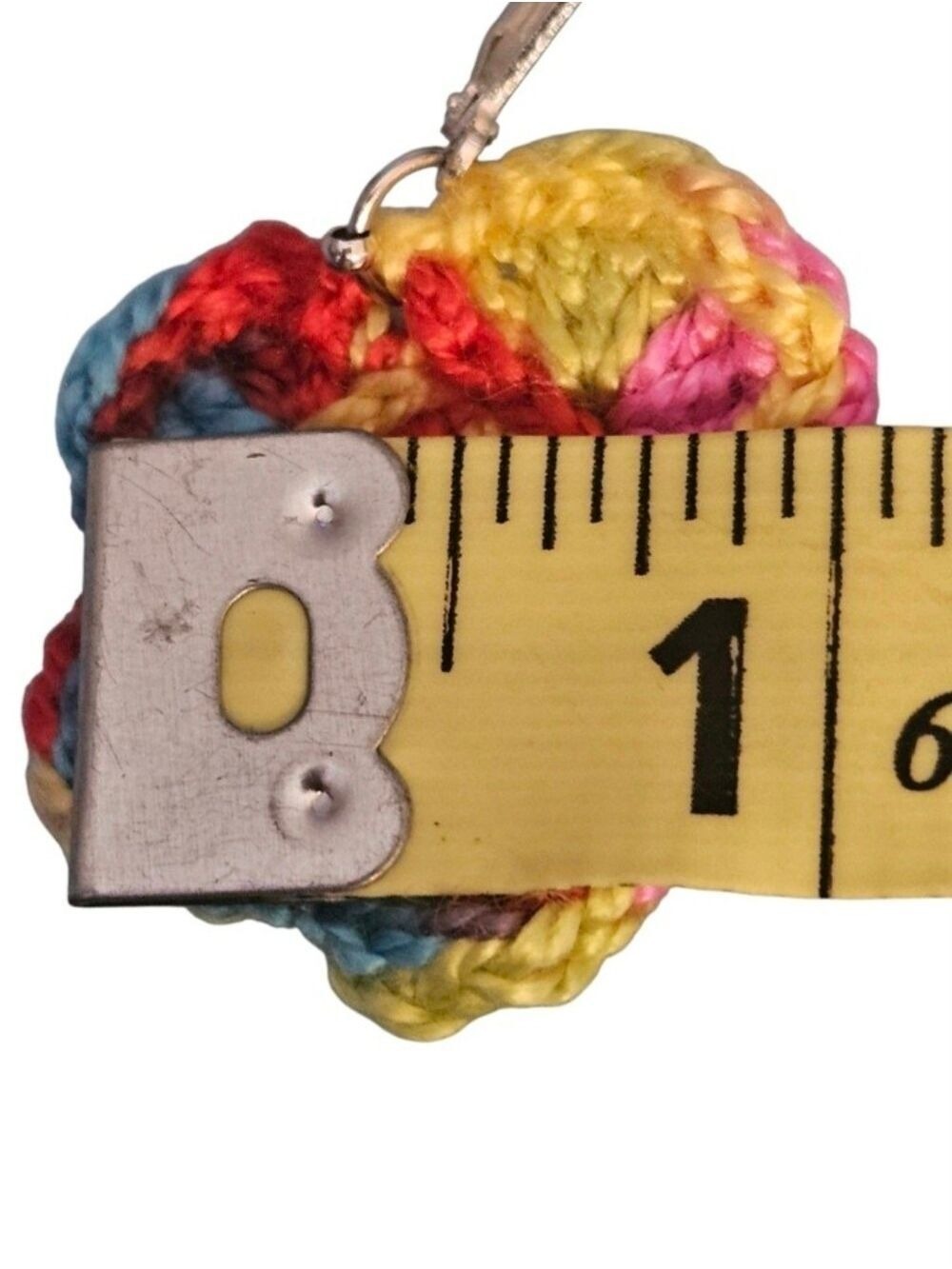 Hand Crafted Multi Color Crochet Flower Earrings Festival Wear Rainbow Jewelry - Picture 14 of 16